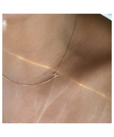 Sideways Initial Necklaces for Women, 14k Gold Plated Initial Necklace Dainty Gold Letter Necklace Simple Gold Choker Necklac...