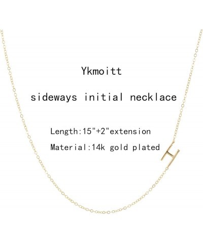 Sideways Initial Necklaces for Women, 14k Gold Plated Initial Necklace Dainty Gold Letter Necklace Simple Gold Choker Necklac...