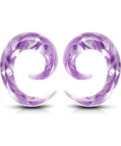 2pcs Glass Ear Tapers Plugs Handmade Hanger Ear Gauges Spiral Snail Ear Stretchers Piercing Jewelry 8g-00g A: Purple 2g(6mm) ...