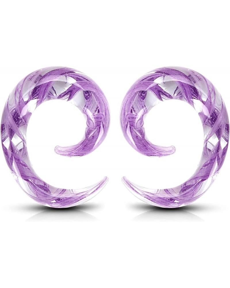 2pcs Glass Ear Tapers Plugs Handmade Hanger Ear Gauges Spiral Snail Ear Stretchers Piercing Jewelry 8g-00g A: Purple 2g(6mm) ...