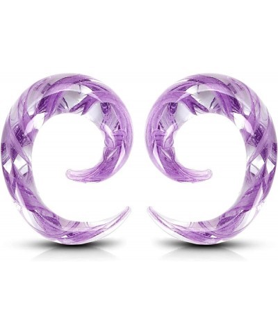 2pcs Glass Ear Tapers Plugs Handmade Hanger Ear Gauges Spiral Snail Ear Stretchers Piercing Jewelry 8g-00g A: Purple 2g(6mm) ...