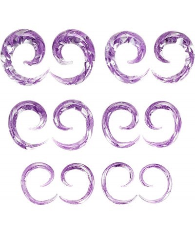 2pcs Glass Ear Tapers Plugs Handmade Hanger Ear Gauges Spiral Snail Ear Stretchers Piercing Jewelry 8g-00g A: Purple 2g(6mm) ...