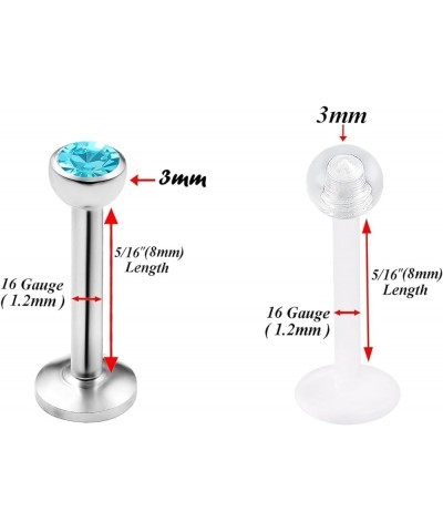 3pcs 16g 5/16 Labret Stud Lip Ring Snake Bite Conch Forward Helix Monroe Tragus Dahlia Marilyn Internally Threaded Pick Color...