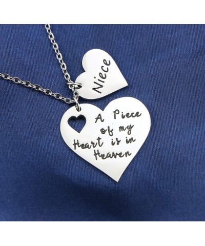 A Piece of My Heart is in Heaven Memorial Gifts for Loss of Loved One Stainless Steel Silver Pendant Necklace Sympathy Gifts ...