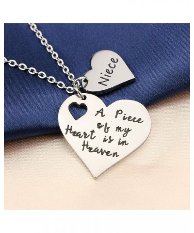 A Piece of My Heart is in Heaven Memorial Gifts for Loss of Loved One Stainless Steel Silver Pendant Necklace Sympathy Gifts ...