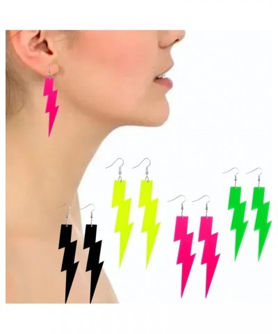 80s Neon Earrings Pendant Retro Acrylic Drop Dangle for Women Girls 80's Party Halloween Party,4 Pairs $6.88 Earrings