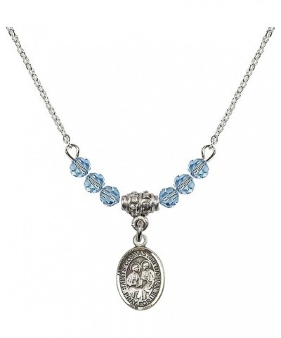 March Birth Month Bead Necklace with Catholic Patron Saint Petite Charm, 18 Inch Saints Cosmas and St Damian $26.60 Necklaces