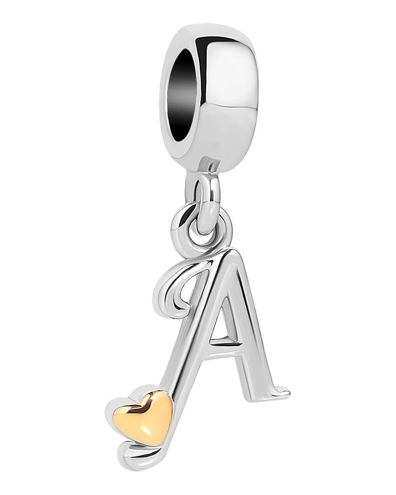 Initial Letter A-Z Alphabet Charms for Bracelets Dangle Beads with Gold Heart Compatible with Pandora Bracelets A $7.50 Brace...