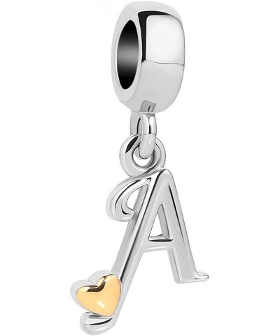 Initial Letter A-Z Alphabet Charms for Bracelets Dangle Beads with Gold Heart Compatible with Pandora Bracelets A $7.50 Brace...