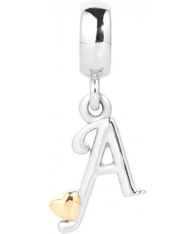 Initial Letter A-Z Alphabet Charms for Bracelets Dangle Beads with Gold Heart Compatible with Pandora Bracelets A $7.50 Brace...