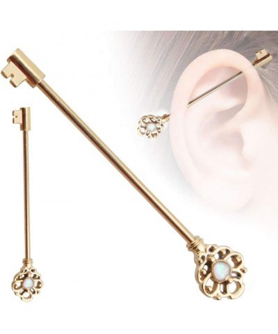 Body Piercing Jewelry,Hollow Key Industrial Barbell Earring Stainless Steel Cartilage Piercing Jewelry Perfect a Jewelry Gift...