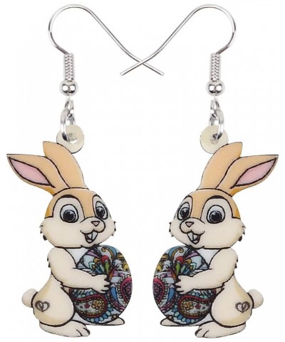 Acrylic Easter Bunny Rabbit Earrings Hare Dangle Drop Pet Jewelry For Women Girls Charm Gift Beige $5.76 Earrings