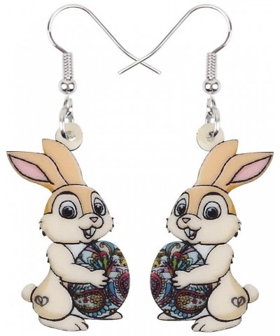 Acrylic Easter Bunny Rabbit Earrings Hare Dangle Drop Pet Jewelry For Women Girls Charm Gift Beige $5.76 Earrings