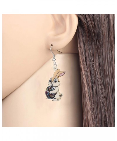 Acrylic Easter Bunny Rabbit Earrings Hare Dangle Drop Pet Jewelry For Women Girls Charm Gift Beige $5.76 Earrings