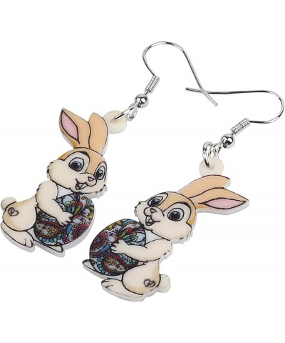 Acrylic Easter Bunny Rabbit Earrings Hare Dangle Drop Pet Jewelry For Women Girls Charm Gift Beige $5.76 Earrings