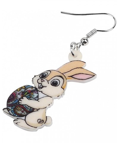 Acrylic Easter Bunny Rabbit Earrings Hare Dangle Drop Pet Jewelry For Women Girls Charm Gift Beige $5.76 Earrings