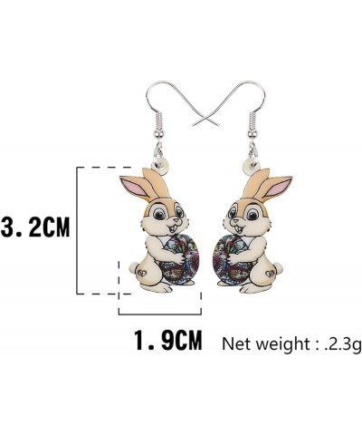 Acrylic Easter Bunny Rabbit Earrings Hare Dangle Drop Pet Jewelry For Women Girls Charm Gift Beige $5.76 Earrings