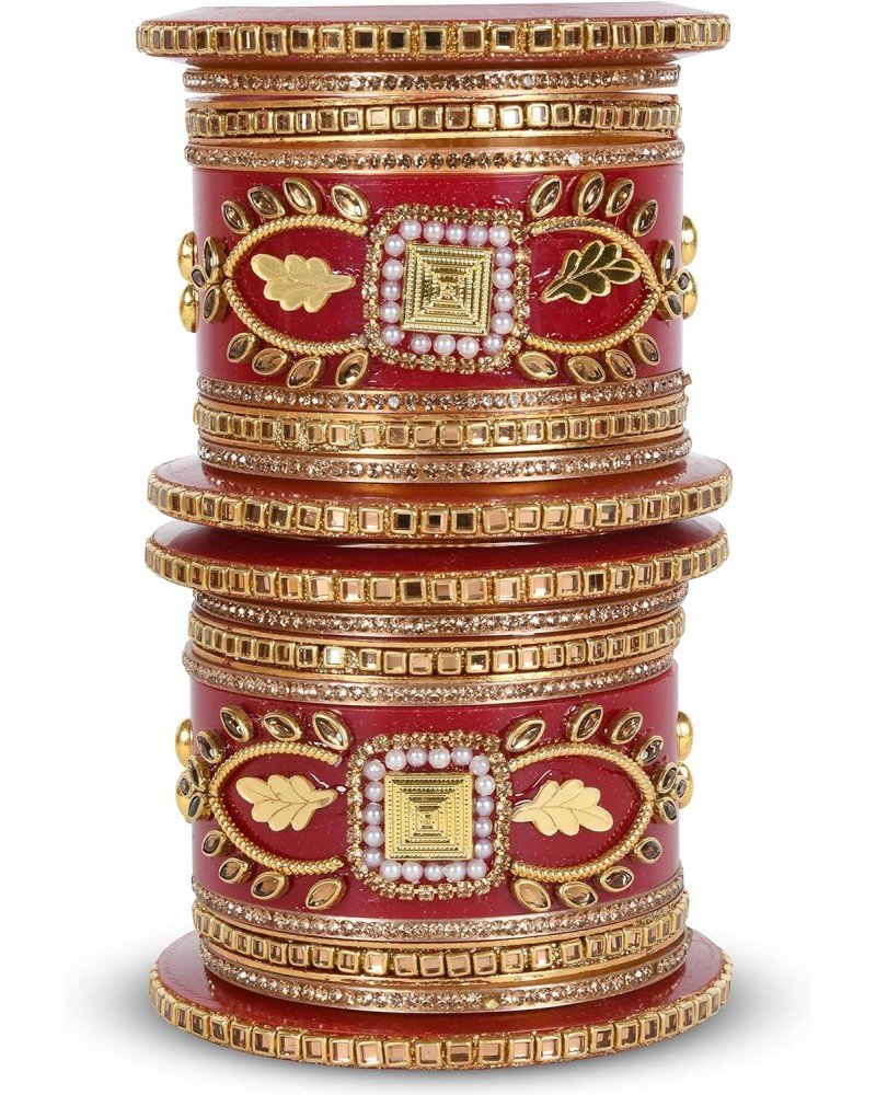 Designer Stone Chura Base Glittery Design Embroidery Fashion Designing Plastic Bridal Dulhan Rajasthani Bangle For Women, 2.4...