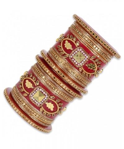 Designer Stone Chura Base Glittery Design Embroidery Fashion Designing Plastic Bridal Dulhan Rajasthani Bangle For Women, 2.4...