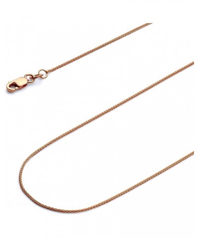 14K Solid Gold Round Wheat Chains (Select Options) 22 Inches Rose Gold $105.06 Necklaces