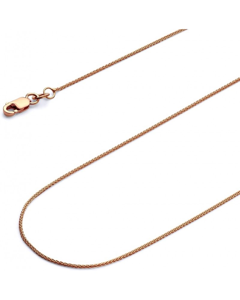 14K Solid Gold Round Wheat Chains (Select Options) 22 Inches Rose Gold $105.06 Necklaces