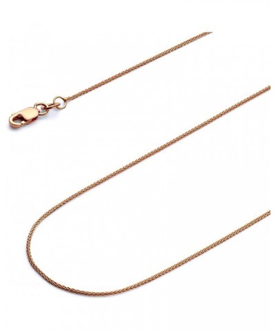 14K Solid Gold Round Wheat Chains (Select Options) 22 Inches Rose Gold $105.06 Necklaces