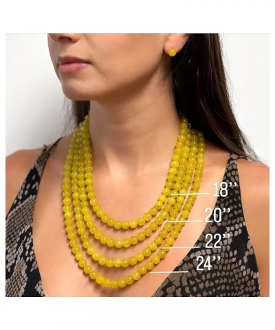 14K Yellow Gold 8mm Round Jade Necklace 22" Yellow $83.93 Necklaces