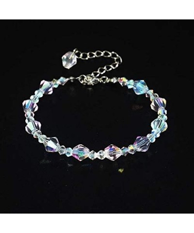 Crystal Bracelet, Adjustable Sparkly Lunula Aurora Stone Bangle Hypoallergenic Charm Silver Jewelry Gift For Women Girl diamo...