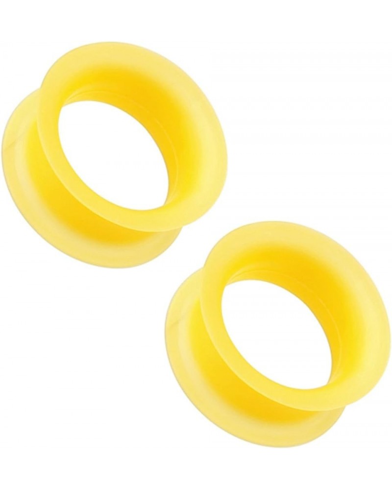 Ear Plugs/Tunnels Sold by Pair Made of Soft Thin Yellow Silicone Flexible Expanders Gauges Hollow Body Piercing 02g (6mm) $7....