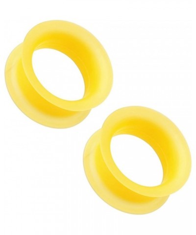 Ear Plugs/Tunnels Sold by Pair Made of Soft Thin Yellow Silicone Flexible Expanders Gauges Hollow Body Piercing 02g (6mm) $7....