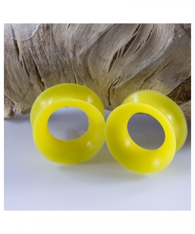 Ear Plugs/Tunnels Sold by Pair Made of Soft Thin Yellow Silicone Flexible Expanders Gauges Hollow Body Piercing 02g (6mm) $7....