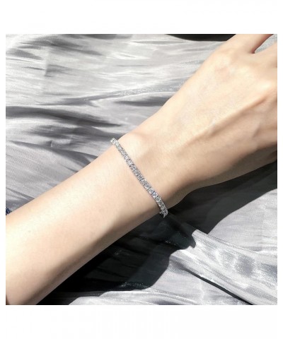 Moissanite Classic Tennis Bracelet| 18K White Gold Plated in 925 Silver | Gold Bracelets for Women | Size 6.5-7 Inch 5mm mois...