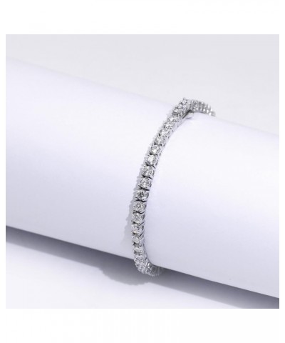 Moissanite Classic Tennis Bracelet| 18K White Gold Plated in 925 Silver | Gold Bracelets for Women | Size 6.5-7 Inch 5mm mois...