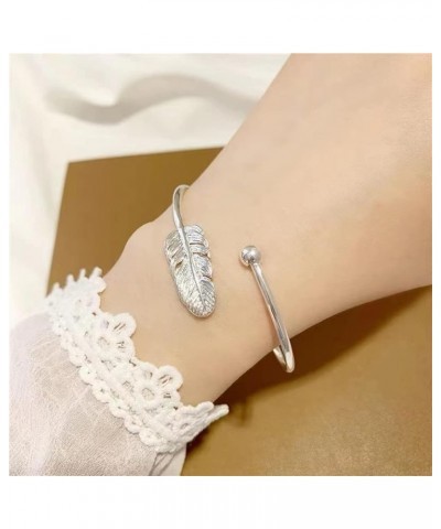 Sterling Silver Bangle Bracelets for Women,Fashion Jewelry Simple Adjustable 925 Silver Cuff Bangles for Women Mom Wife Valen...