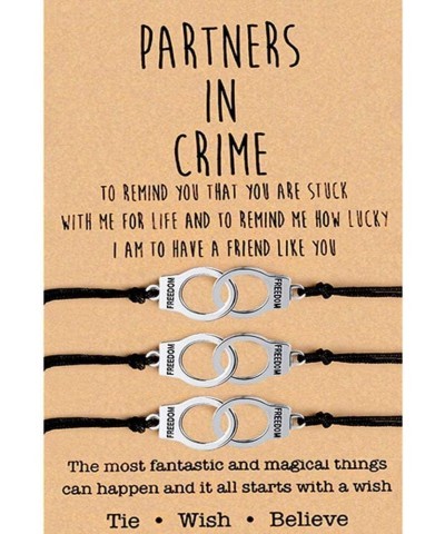 Partners in Crime for 2 Best Friends Handcuff BFF Bracelets Girls Women Friendship Bracelets for Couples, Mom and Daughter 2P...