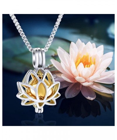 Necklace Urn lotus flower Cremation Jewelry for Ashes with Built-in Urn Jar Urn Necklace for Ashes Stainless Steel Ashes Neck...