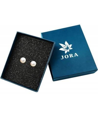 Sterling Silver White Button Freshwater Cultured Pearl Stud Earrings for Women Gift 7.5-8mm Sterling Silver $11.51 Earrings