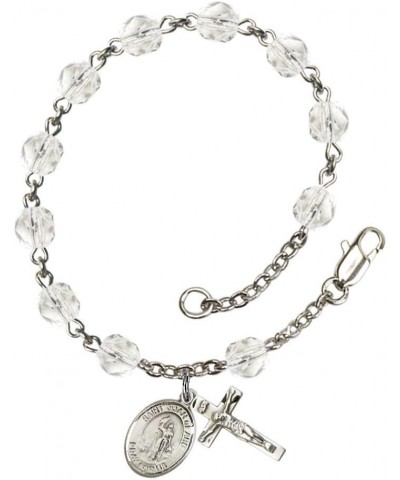 St. Joan of Arc Silver Plate Rosary Bracelet 6mm Fire Polished Beads - Every Birth Month Color April Crystal $36.49 Bracelets