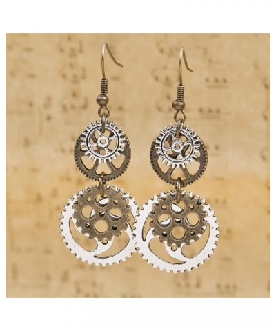 Antique Steampunk Gear Earrings for Women Girls Unique Handmade Vintage Bronze Mix-tone Gothic Tool Earrings Jewelry Gifts An...