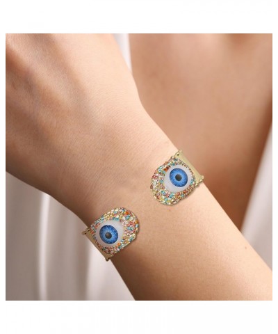 Evil Eye Bracelet for Women Gold Plated Wide Bangle Cuff Bracelet Turkish Chunky Open Bracelet Protection Jewelry Gift $11.21...