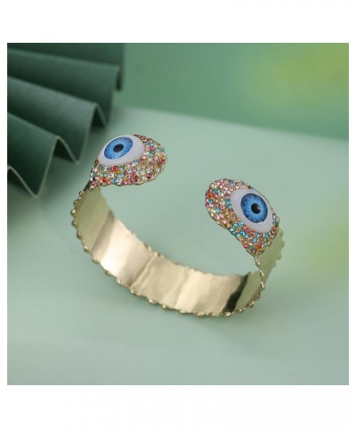 Evil Eye Bracelet for Women Gold Plated Wide Bangle Cuff Bracelet Turkish Chunky Open Bracelet Protection Jewelry Gift $11.21...