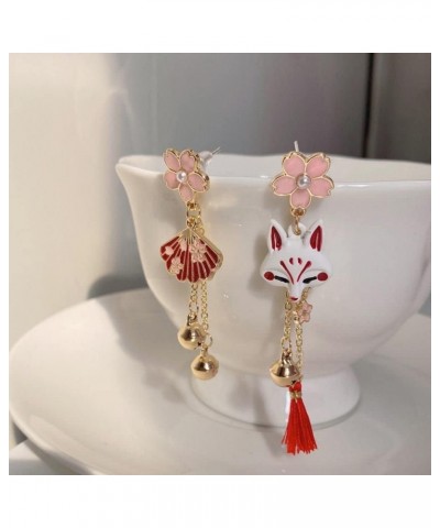 Women Stud Earrings Cute Sweet Chinese Temperament Tassel Pendent Japanese Sakura Flower Drop Earrings(A) A $8.69 Earrings