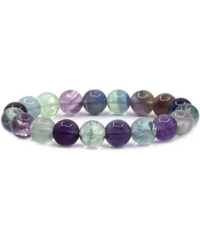 Gem Semi Precious Gemstone 10mm Round Beads Stretch Bracelet 7 Inch Unisex Multi-color Fluorite $8.79 Bracelets