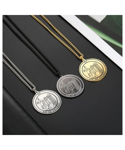 Tarot Card Necklace Ace King Queen Knight Pendant Necklace Wands Pentacle Link Chain Necklace SIX OF SWORDS $8.54 Necklaces