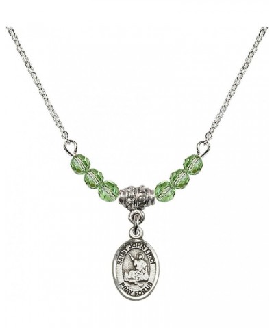 August Birth Month Bead Necklace with Catholic Patron Saint Petite Charm, 18 Inch Saint John Licci $33.24 Necklaces