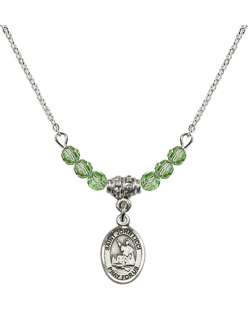 August Birth Month Bead Necklace with Catholic Patron Saint Petite Charm, 18 Inch Saint John Licci $33.24 Necklaces