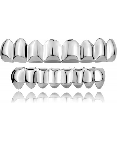 Gold Grills for Your Teeth Men Silver Grillz Gold Teeth 8 Teeth Grillz for Women 18K Gold Plated Polished Rugged Hip Hop Gril...