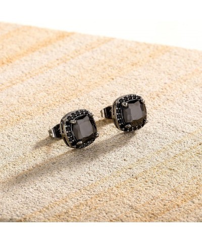 Square Stud Earrings 925 Sterling Silver 5A+ Cubic Zirconia 14K Gold Black Diamonds Stud Earrings For Men Women Aretes De Hom...