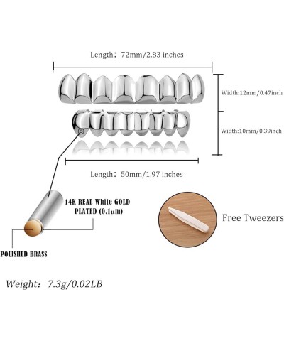 Gold Grills for Your Teeth Men Silver Grillz Gold Teeth 8 Teeth Grillz for Women 18K Gold Plated Polished Rugged Hip Hop Gril...