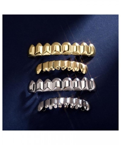 Gold Grills for Your Teeth Men Silver Grillz Gold Teeth 8 Teeth Grillz for Women 18K Gold Plated Polished Rugged Hip Hop Gril...